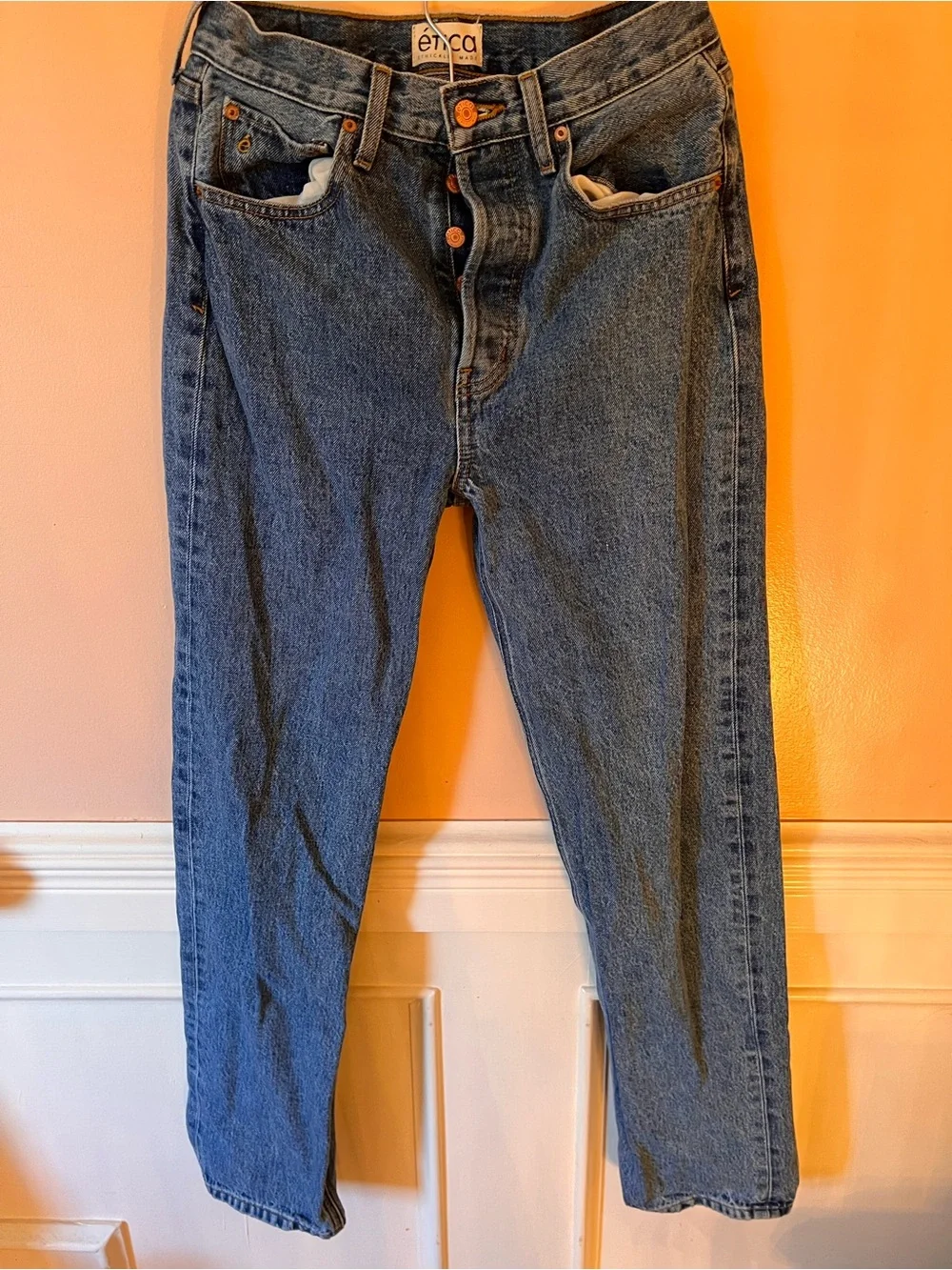 Etica leia $238 Classic High-Rise Blue Denim Jeans mother agolde cos ruti 27 ayr